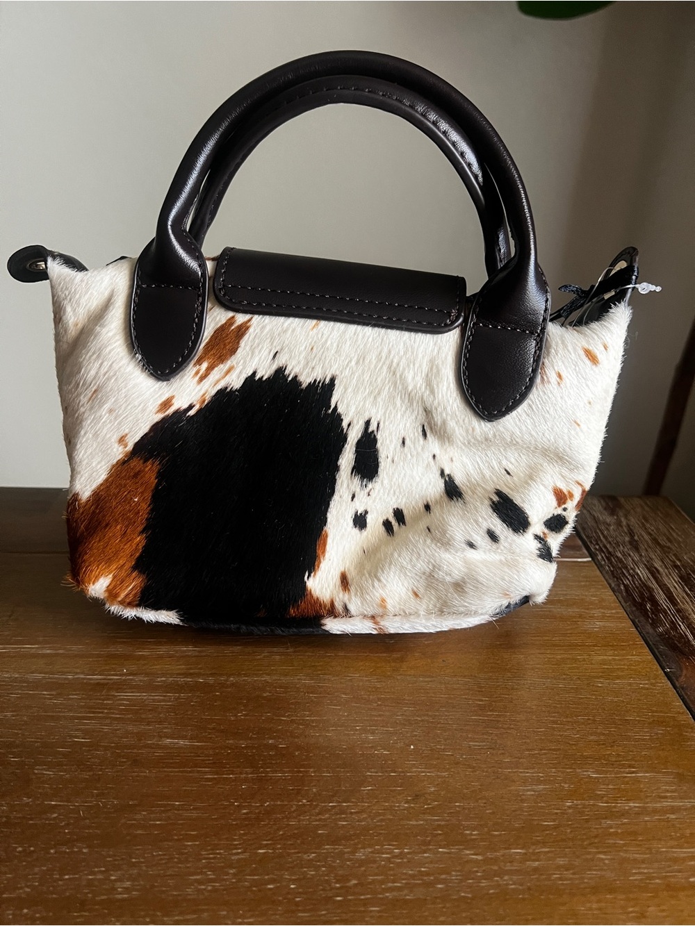 NWT 🤎 House of Harlow 1960 🤎 Brown Black & White Cowhide Mini Satchel - Picture 2 of 3
